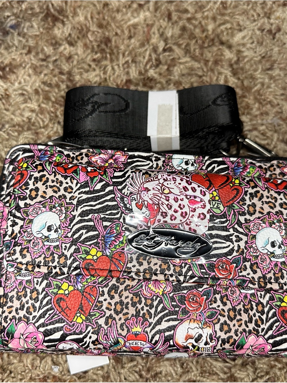 Ed Hardy Kids Floral Skull & Animal Print Shorts in Pink and Black